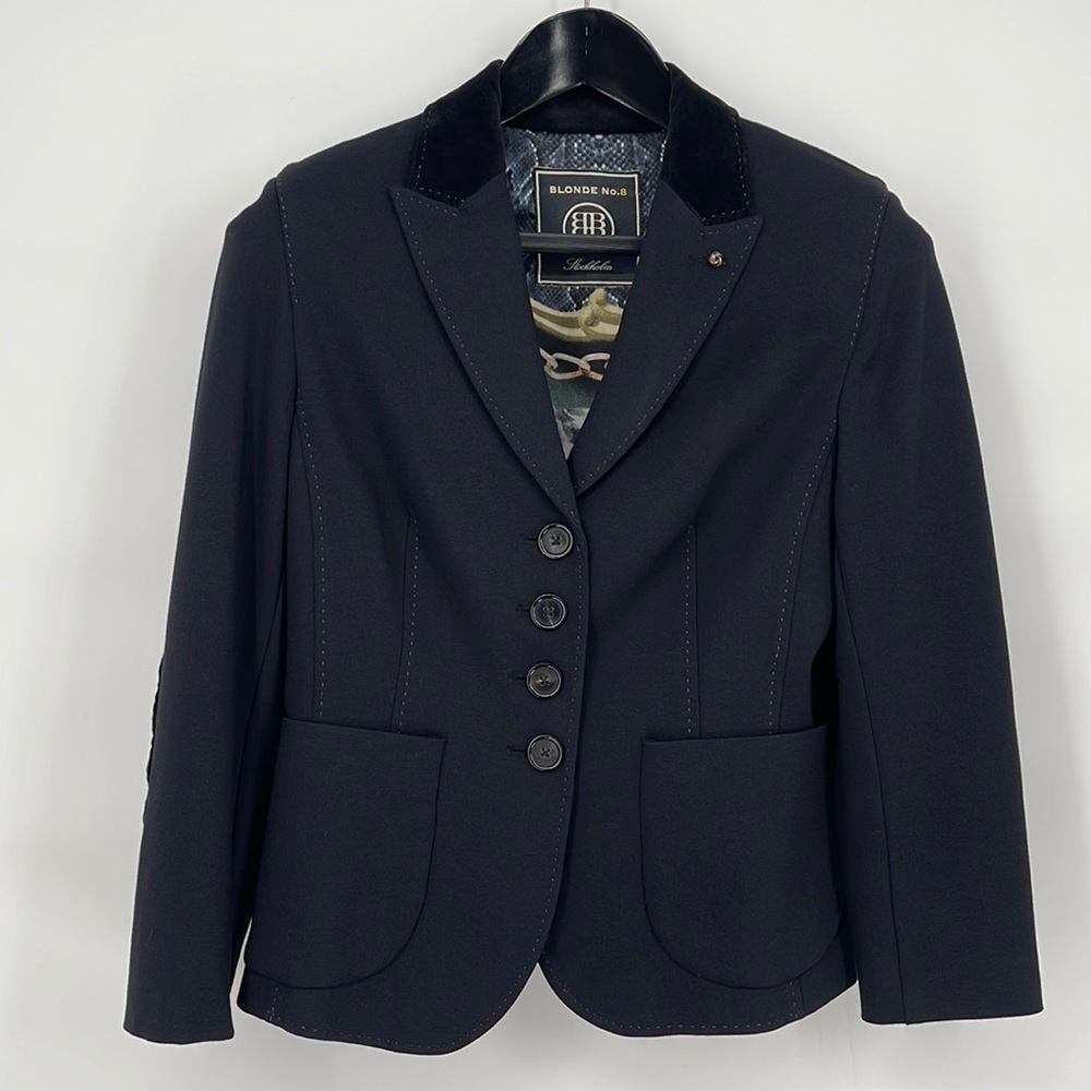 Blonde‎ No. 8 Black with Purple Stitching, fully lined Women's size 38/M